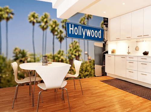 Hollywood Street Sign Wall Mural-Wall Mural-Eazywallz