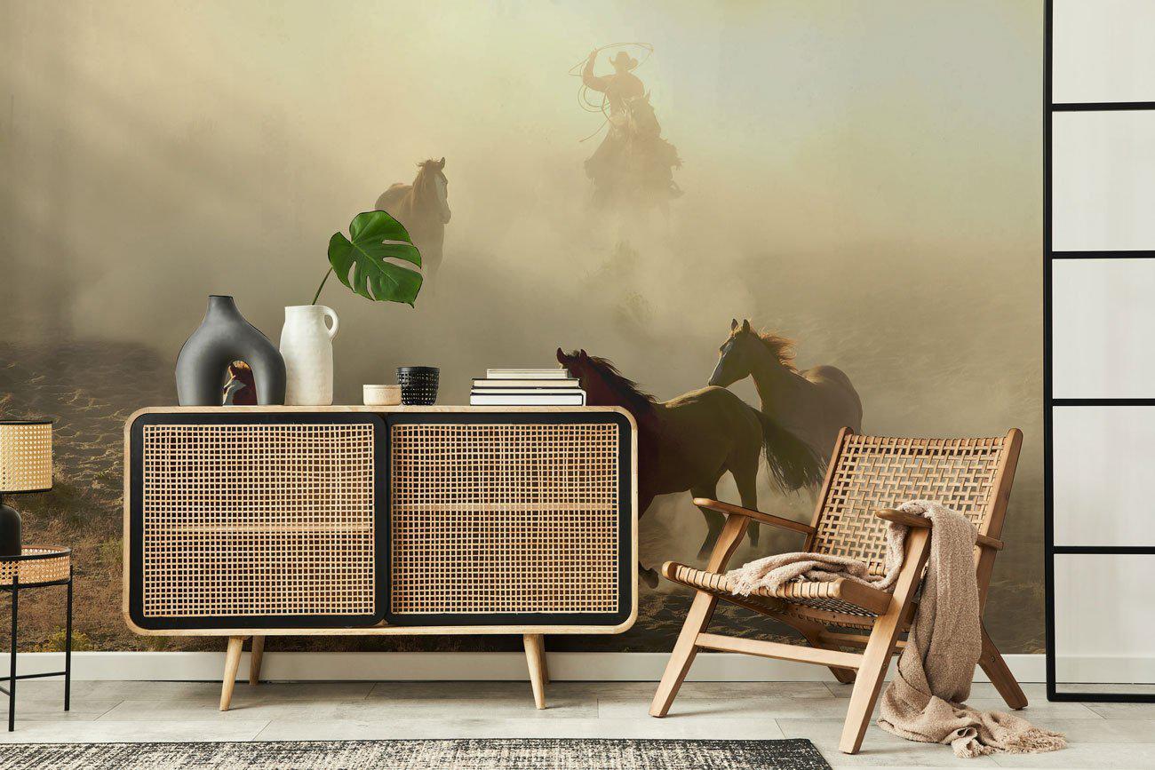 Horses and cowboy Wall Mural-Wall Mural-Eazywallz