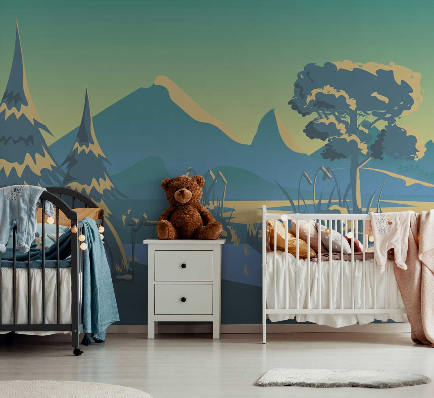 Illustrated Camping Site Wall Mural-Wall Mural-Eazywallz