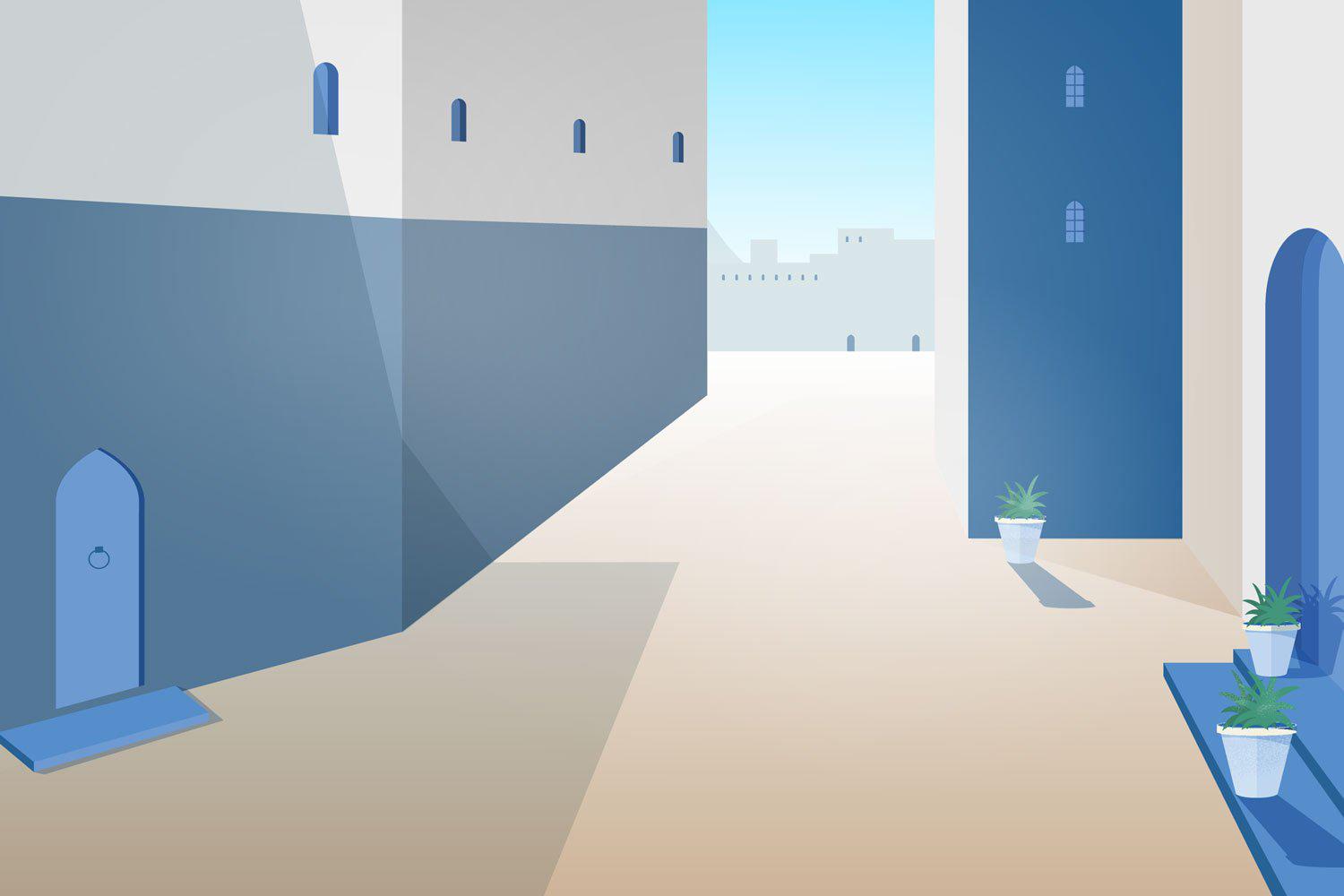 Illustrated Morocco Street Wall Mural-Wall Mural-Eazywallz