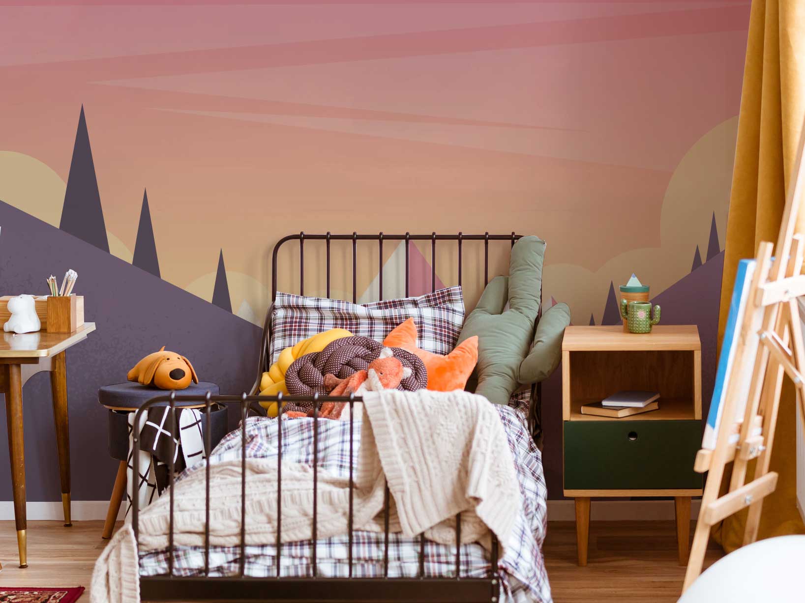 Illustrated Valley Sunrise Wall Mural-Wall Mural-Eazywallz