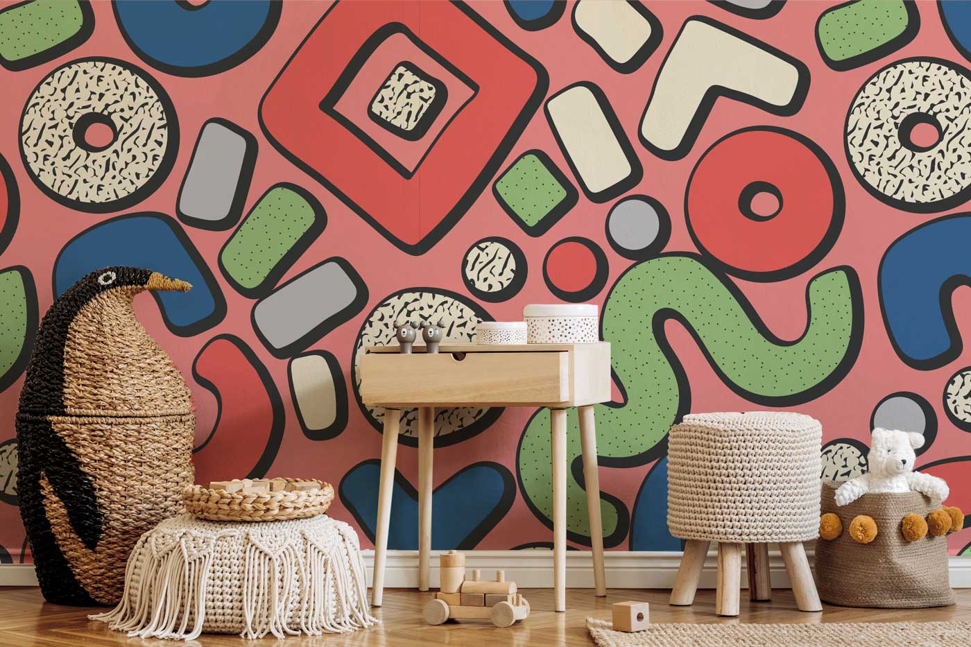 Kids Memphis Shapes Wall Mural-Wall Mural-Eazywallz