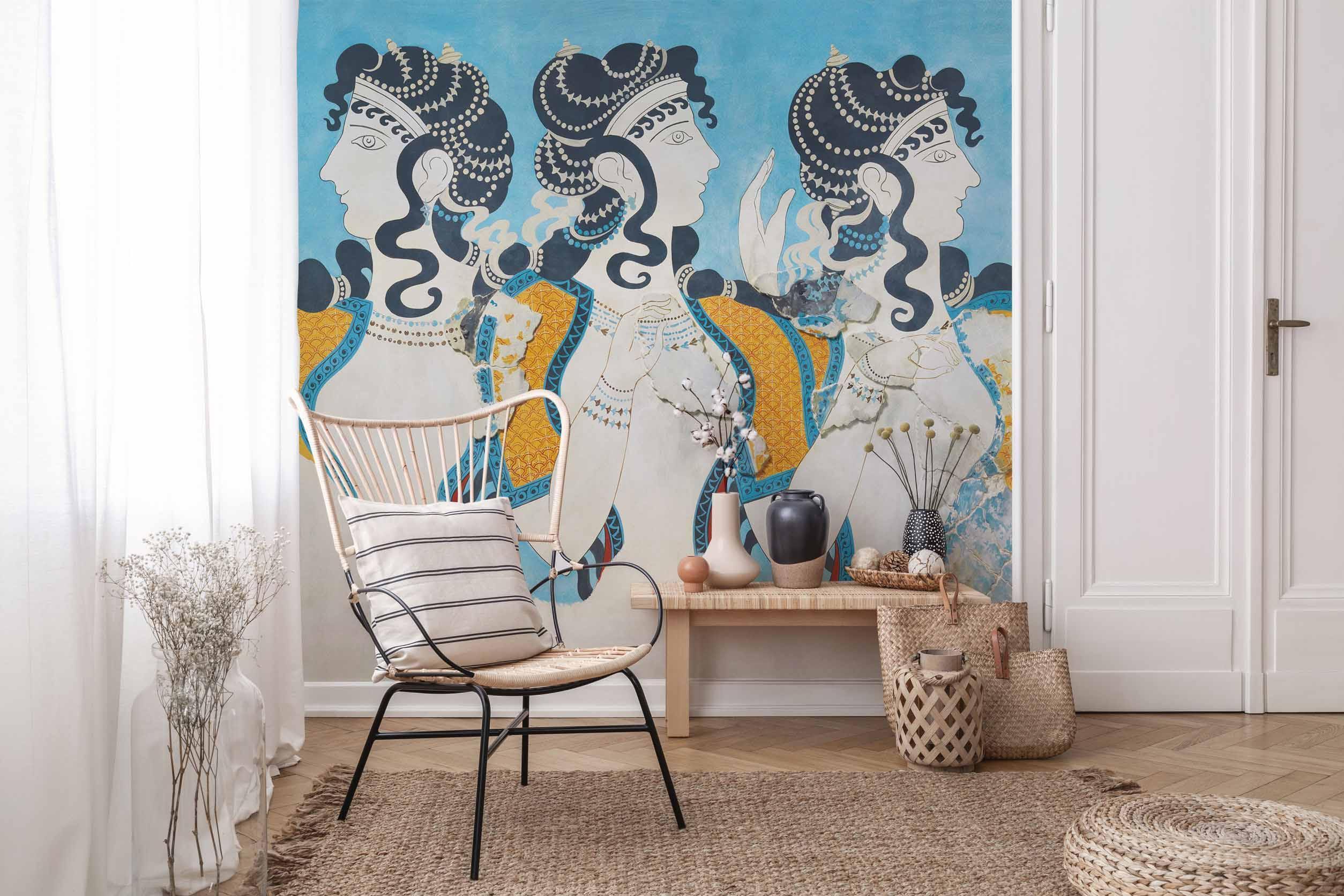 Ladies in Blue Wallpaper Mural-Wall Mural-Eazywallz