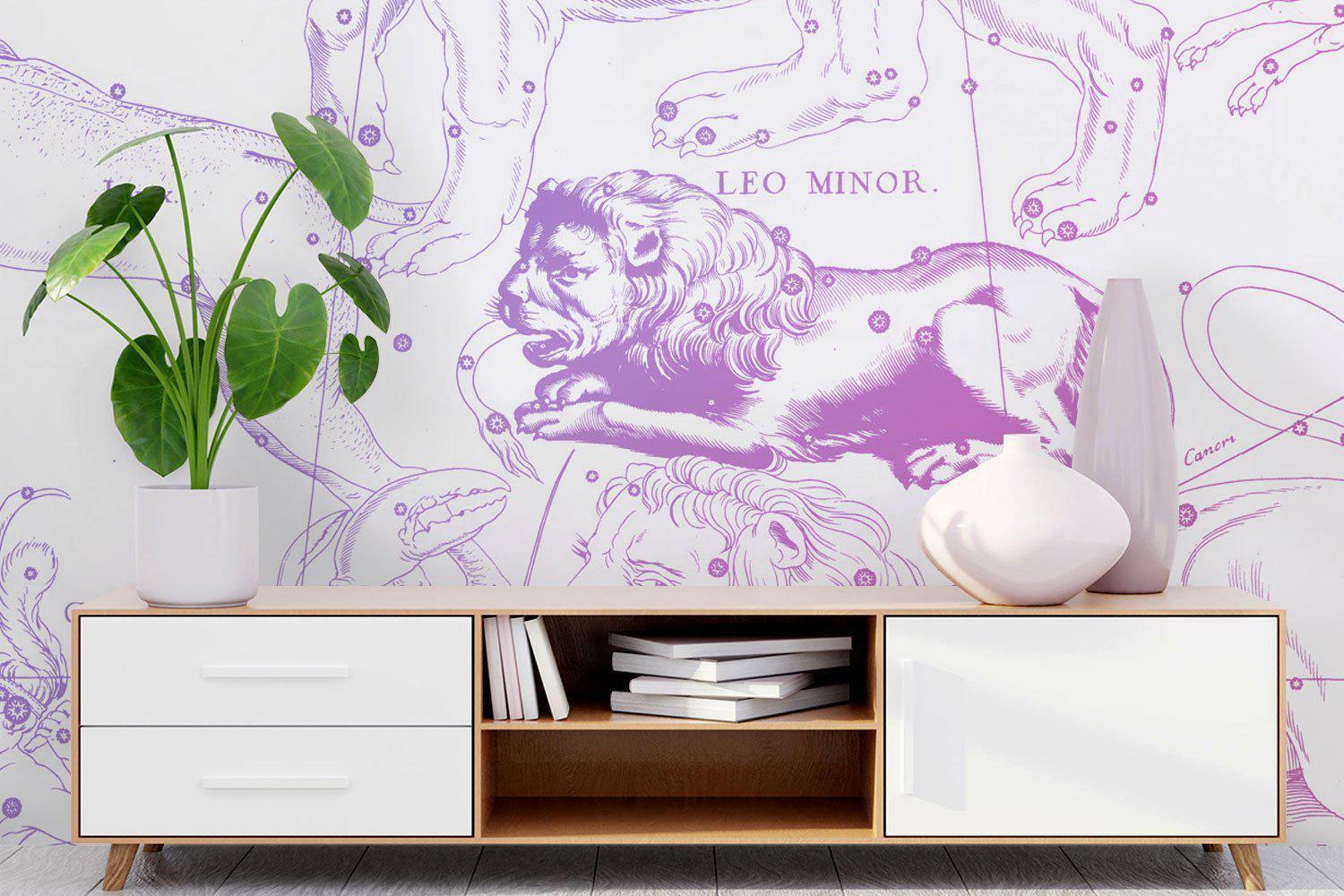 Lavender Leo Astrology Wall Mural-Wall Mural-Eazywallz