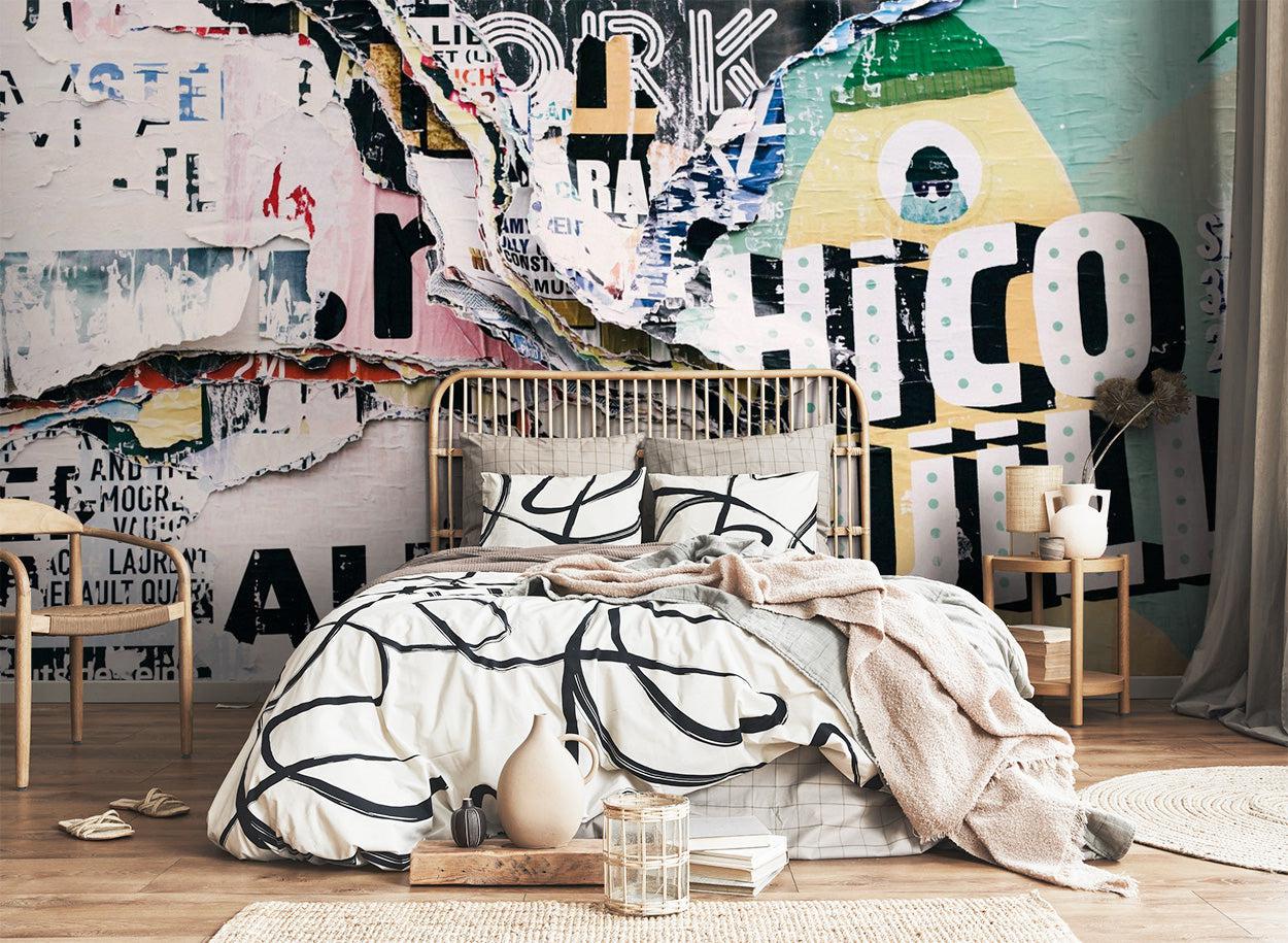 Layered Torn Posters Wall Mural-Wall Mural-Eazywallz