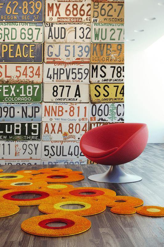 License Plate Collage Wall Mural-Wall Mural-Eazywallz