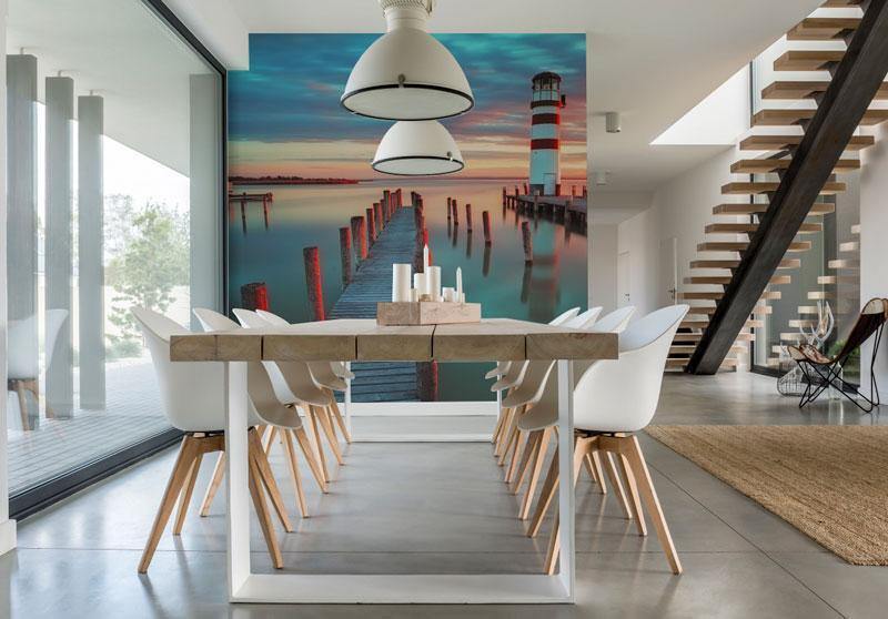 Lighthouse under sunset Wall Mural-Wall Mural-Eazywallz