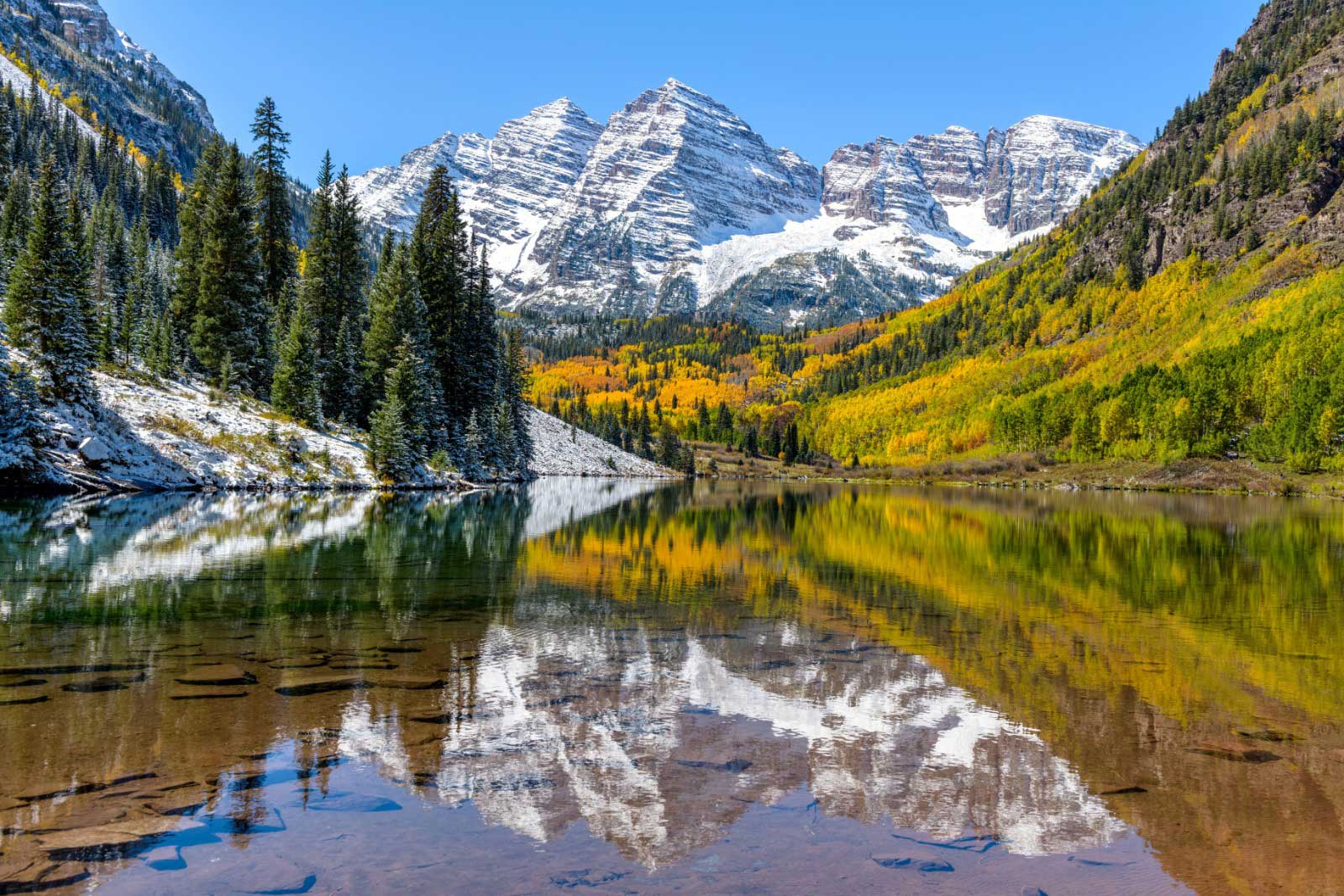 Maroon Bells and Maroon Lake Wall Mural-Wall Mural-Eazywallz