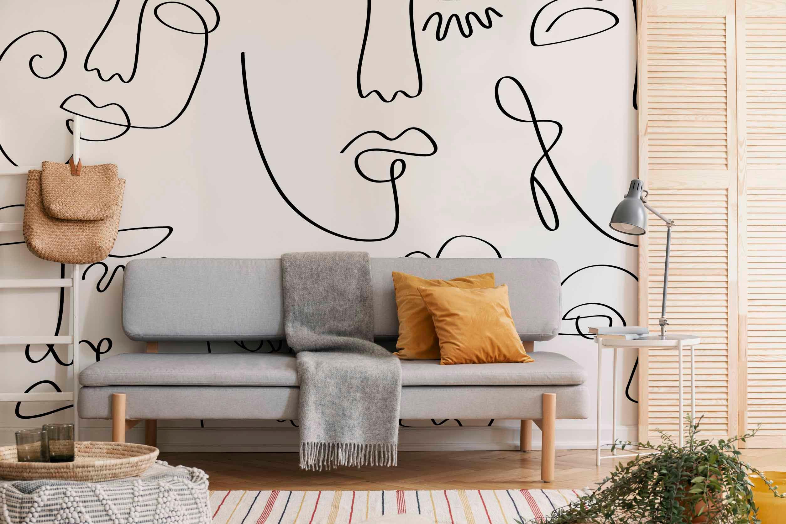 Minimal Abstract Faces Wall Mural-Wall Mural-Eazywallz