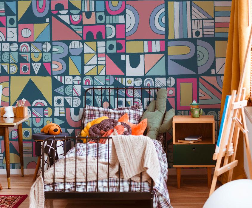 Modern Kids Geometric Wall Mural-Wall Mural-Eazywallz