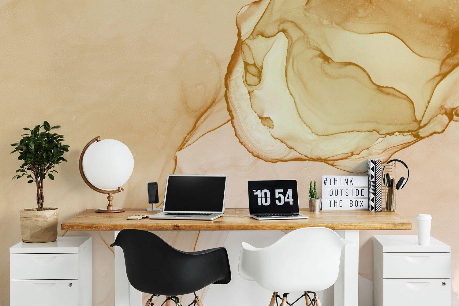 Mountain Gold Ink Utopia Wall Mural-Wall Mural-Eazywallz