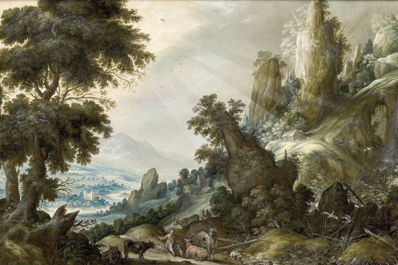 Mountain Landscape Painting Wall Mural-Wall Mural-Eazywallz