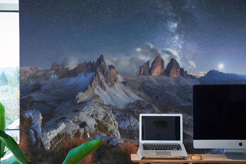 Mountain Landscape in Night Sky Wall Mural-Wall Mural-Eazywallz