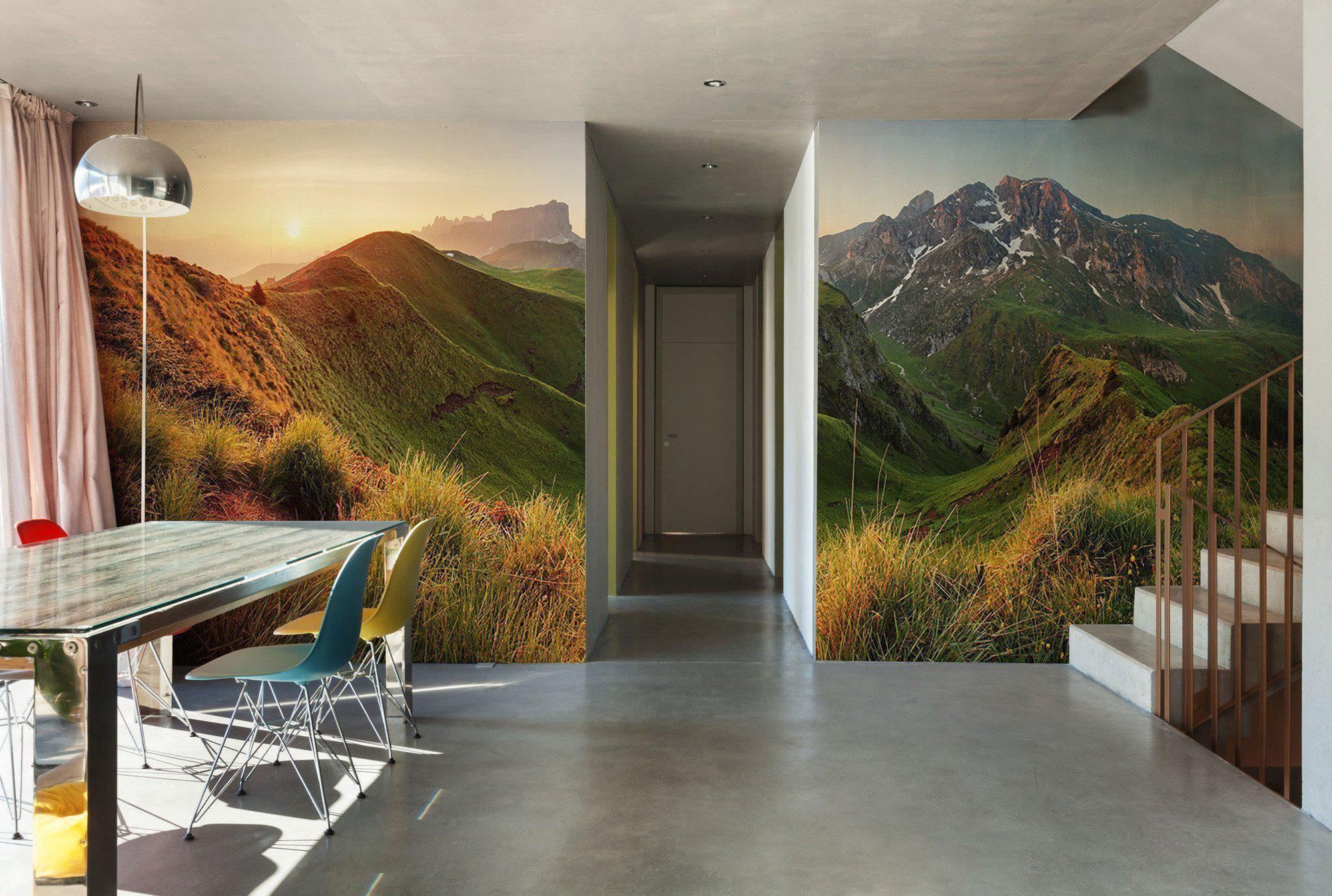 Mountain sunrise panorama in Dolomites Passo Giau Wall Mural-Wall Mural-Eazywallz