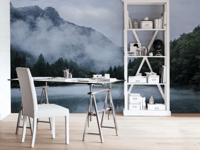 Mountain with Foggy Landscape Wall Mural-Wall Mural-Eazywallz