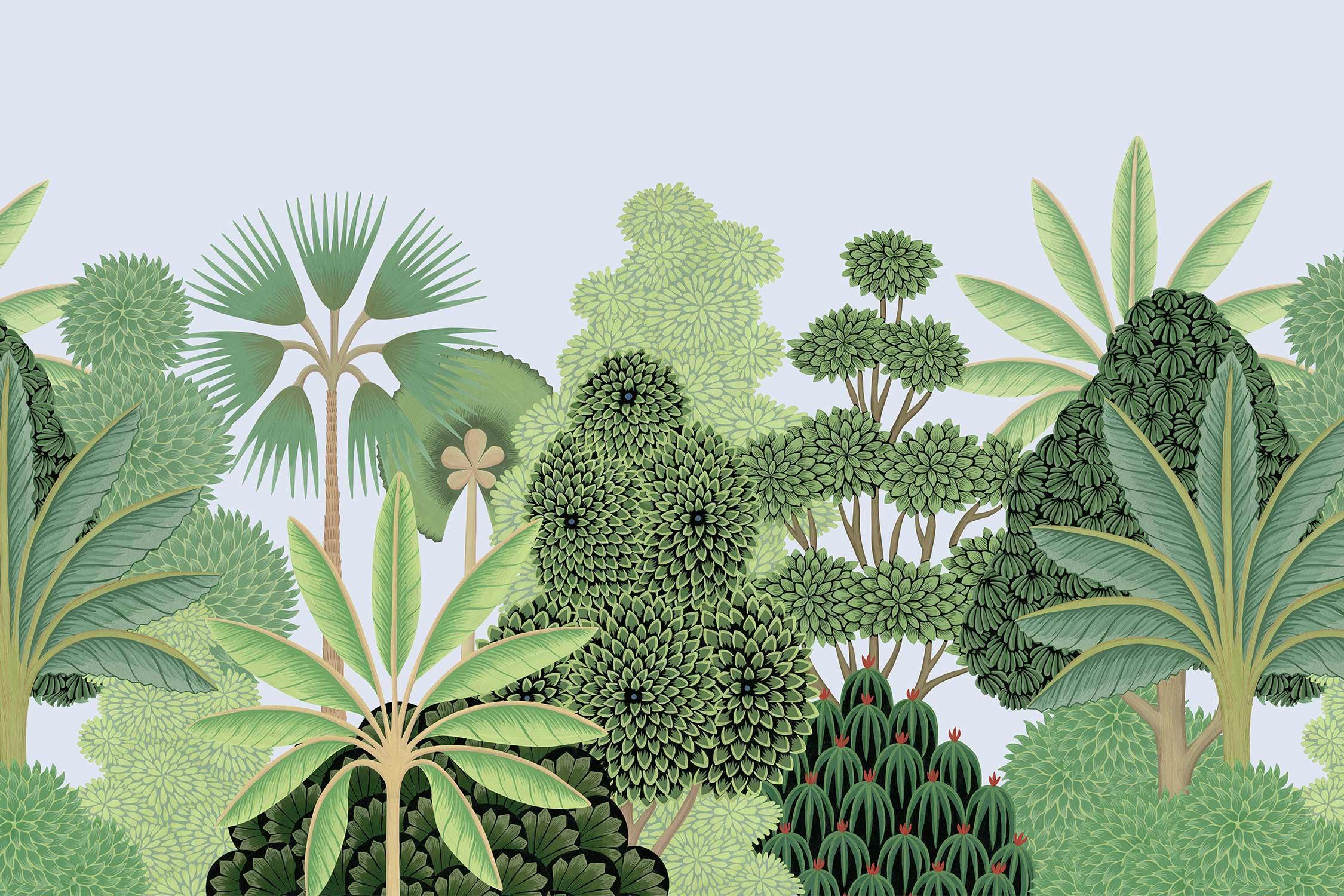 Mughal Gouache Jungle Wall Mural-Wall Mural-Eazywallz