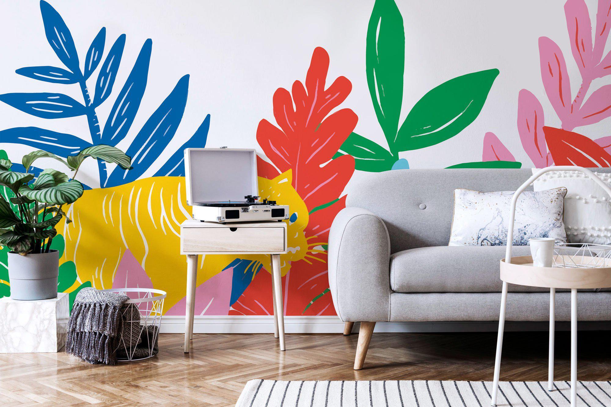 Multicolor Jungle Tiger Cut Out Wall Mural-Wall Mural-Eazywallz