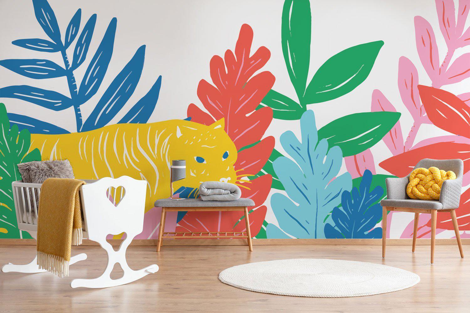 Multicolor Jungle Tiger Cut Out Wall Mural-Wall Mural-Eazywallz