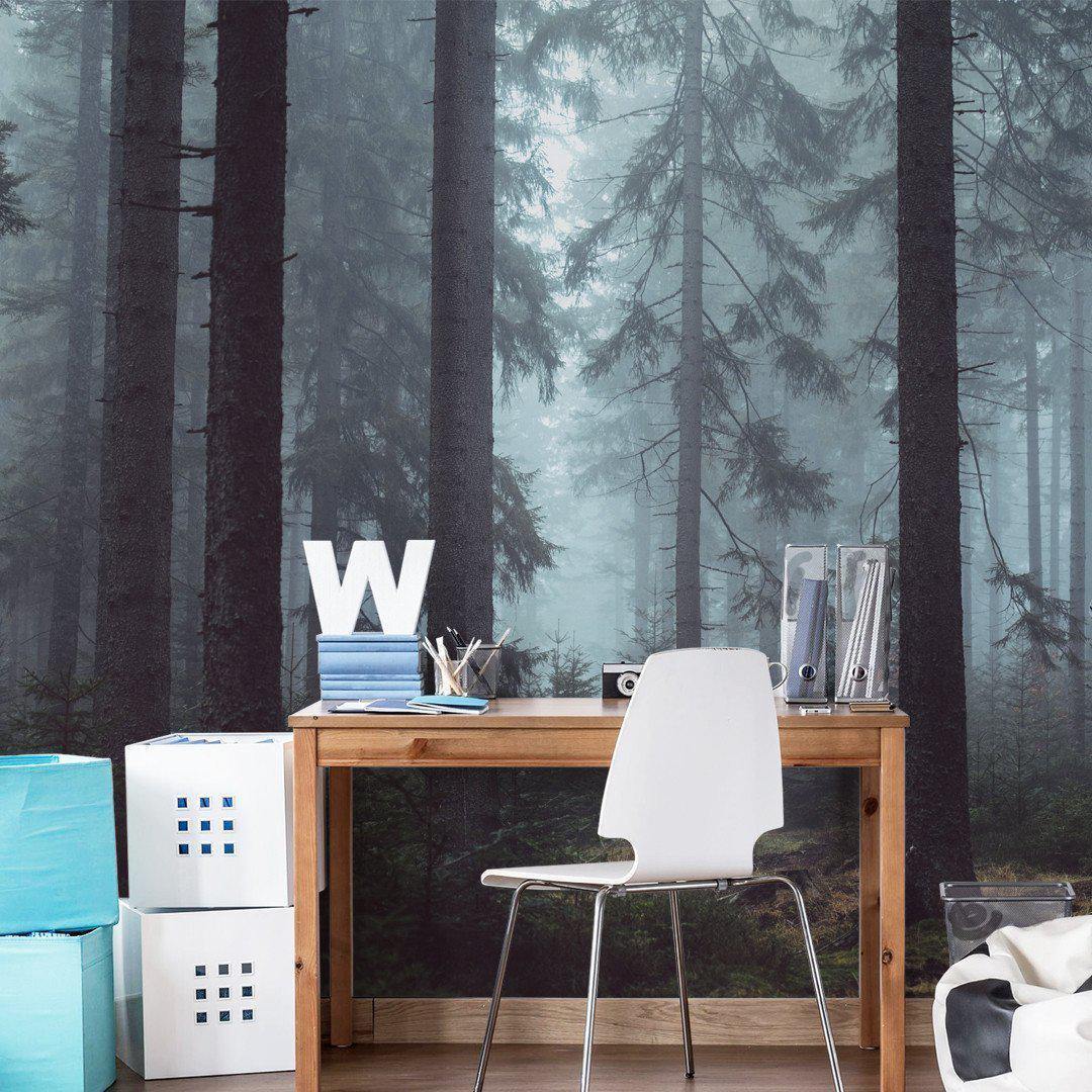 Mysterious Forest in Fog Wall Mural-Wall Mural-Eazywallz