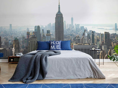 NYC under White Sky Wallpaper Mural-Wall Mural-Eazywallz
