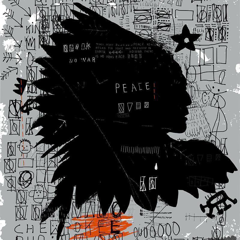 Native Grunge Art Wall Mural-Wall Mural-Eazywallz