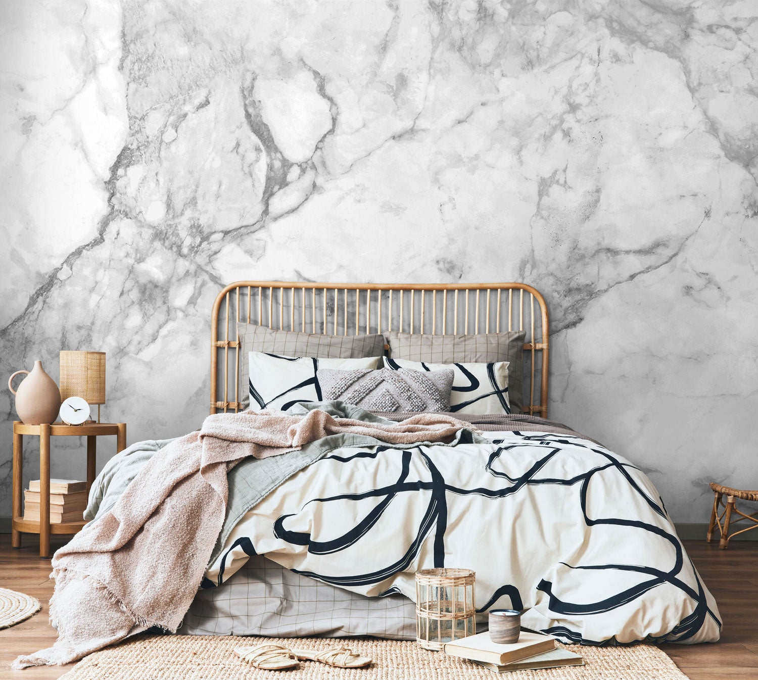 Natural Black & White Marble Wall Mural