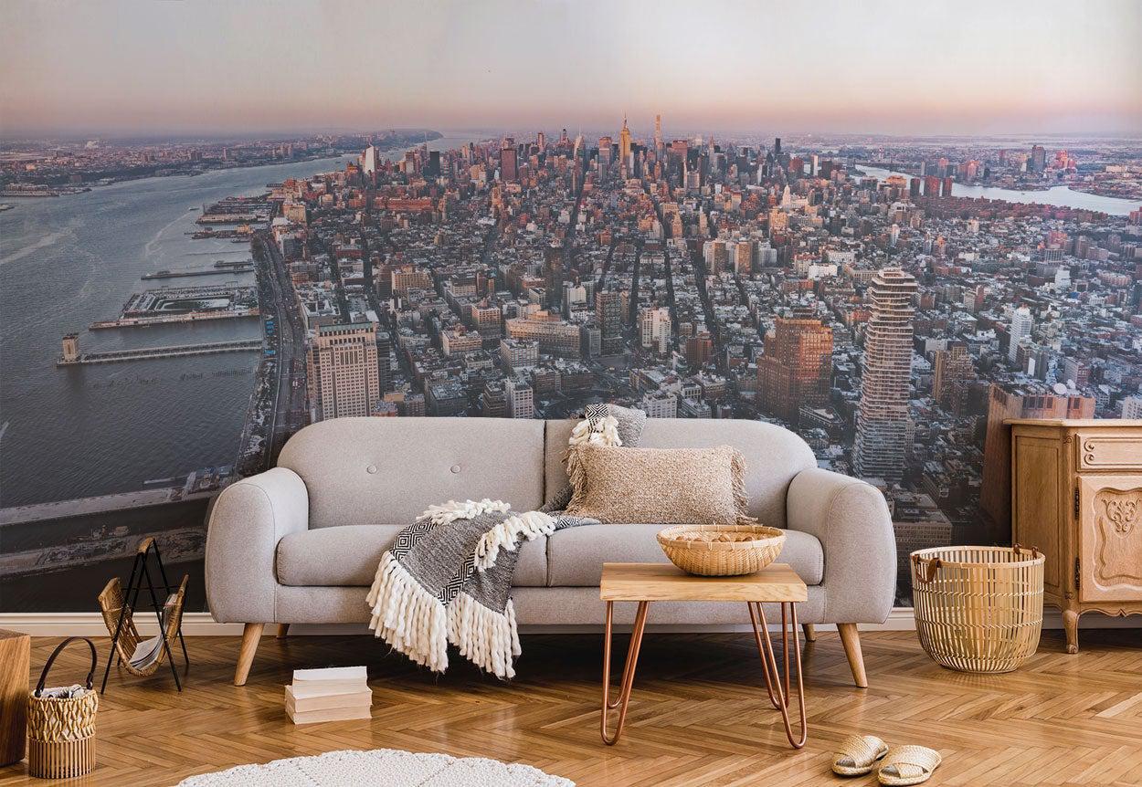 New York Skyline at Dawn Wall Mural-Wall Mural-Eazywallz