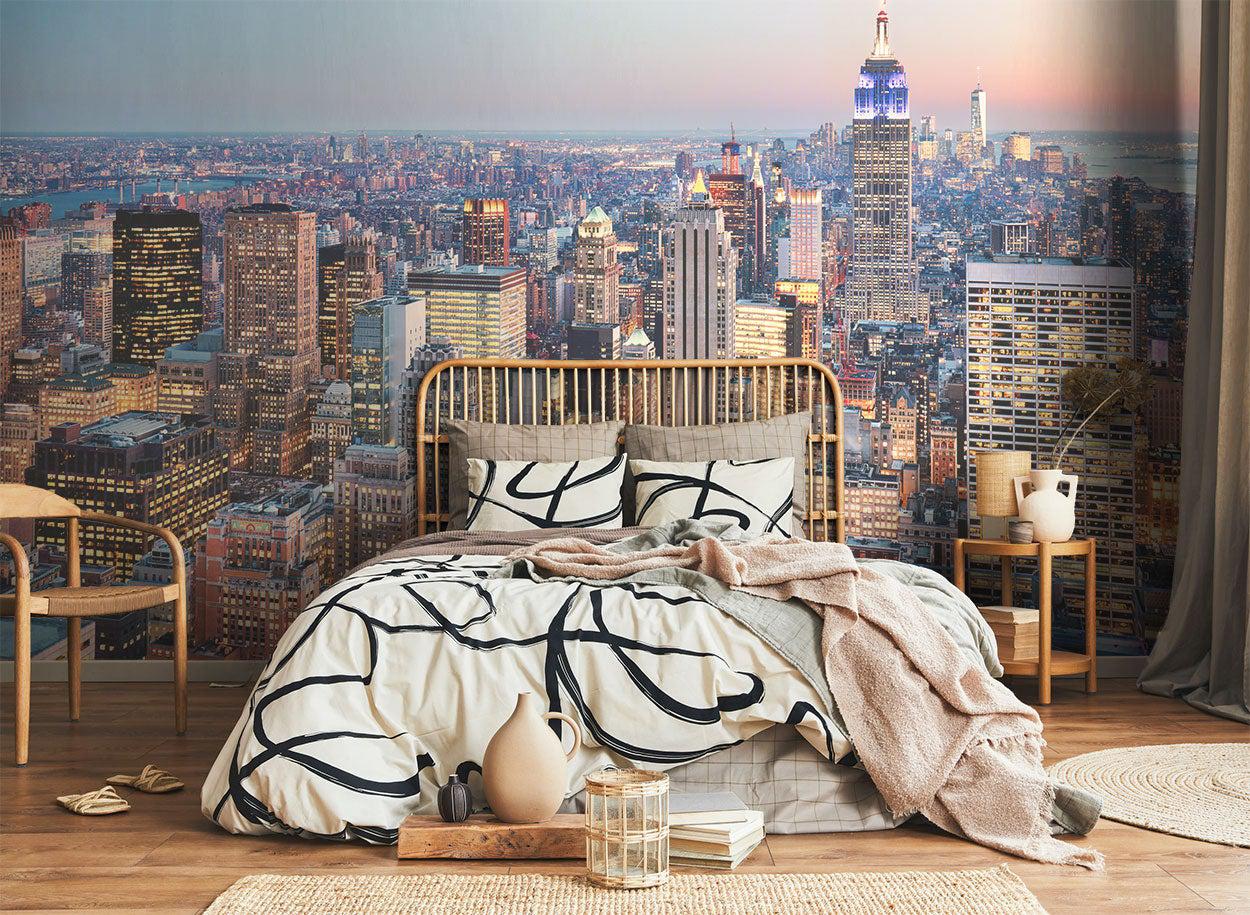 New York Skyline at Sun Down Wall Mural-Wall Mural-Eazywallz