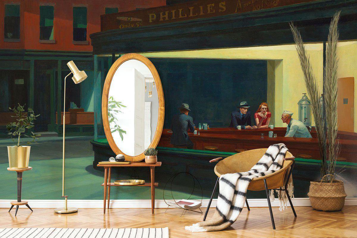 Nighthawks Painting Wallpaper Mural-Wall Mural-Eazywallz
