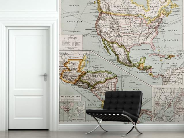 Old Northern and Central America Map Wall Mural-Wall Mural-Eazywallz