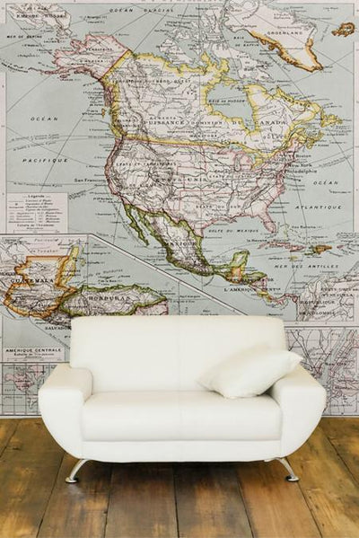 Old Northern and Central America Map Wall Mural-Wall Mural-Eazywallz