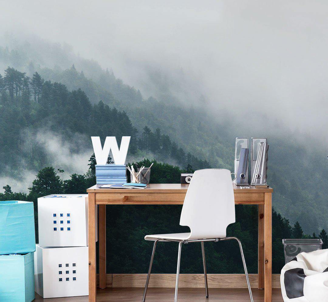 Panoramic Foggy Forest Overview Wall Mural-Wall Mural-Eazywallz