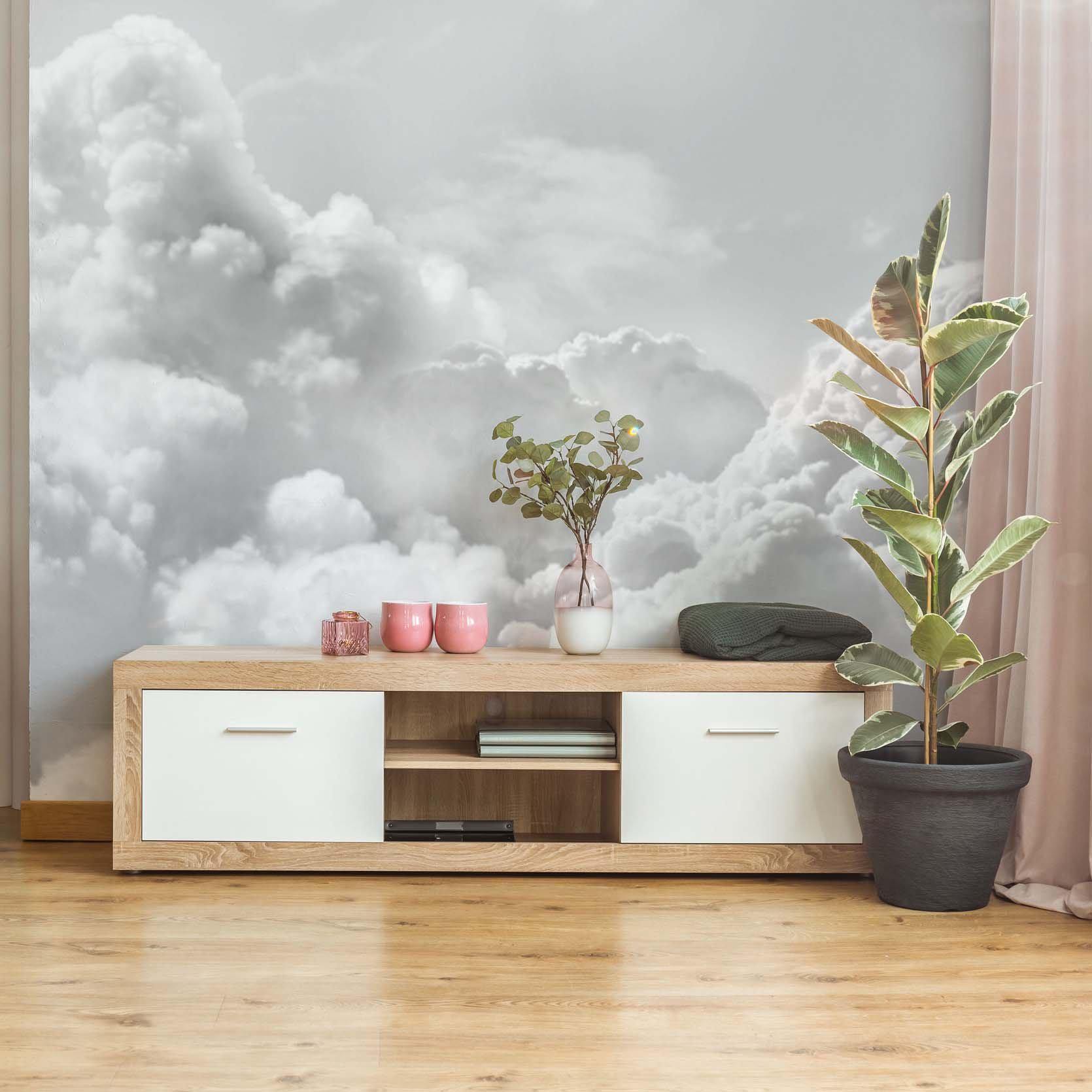 Panoramic Light Clouds Wall Mural-Wall Mural-Eazywallz