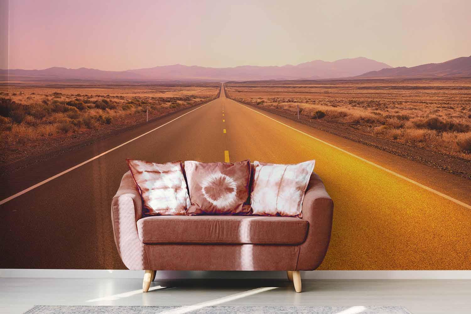 Panoramic Sunset Road Wall Mural-Wall Mural-Eazywallz