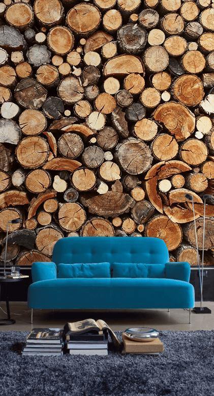 Pile of Chopped Fire Wood Wall Mural-Wall Mural-Eazywallz