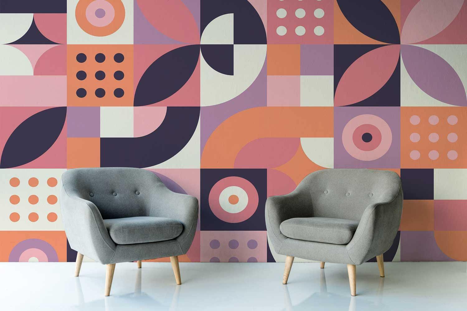 Pink Geometric Abstract Wall Mural-Wall Mural-Eazywallz