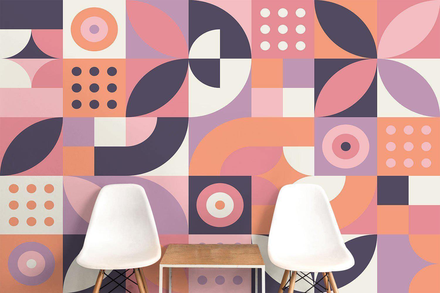 Pink Geometric Abstract Wall Mural-Wall Mural-Eazywallz