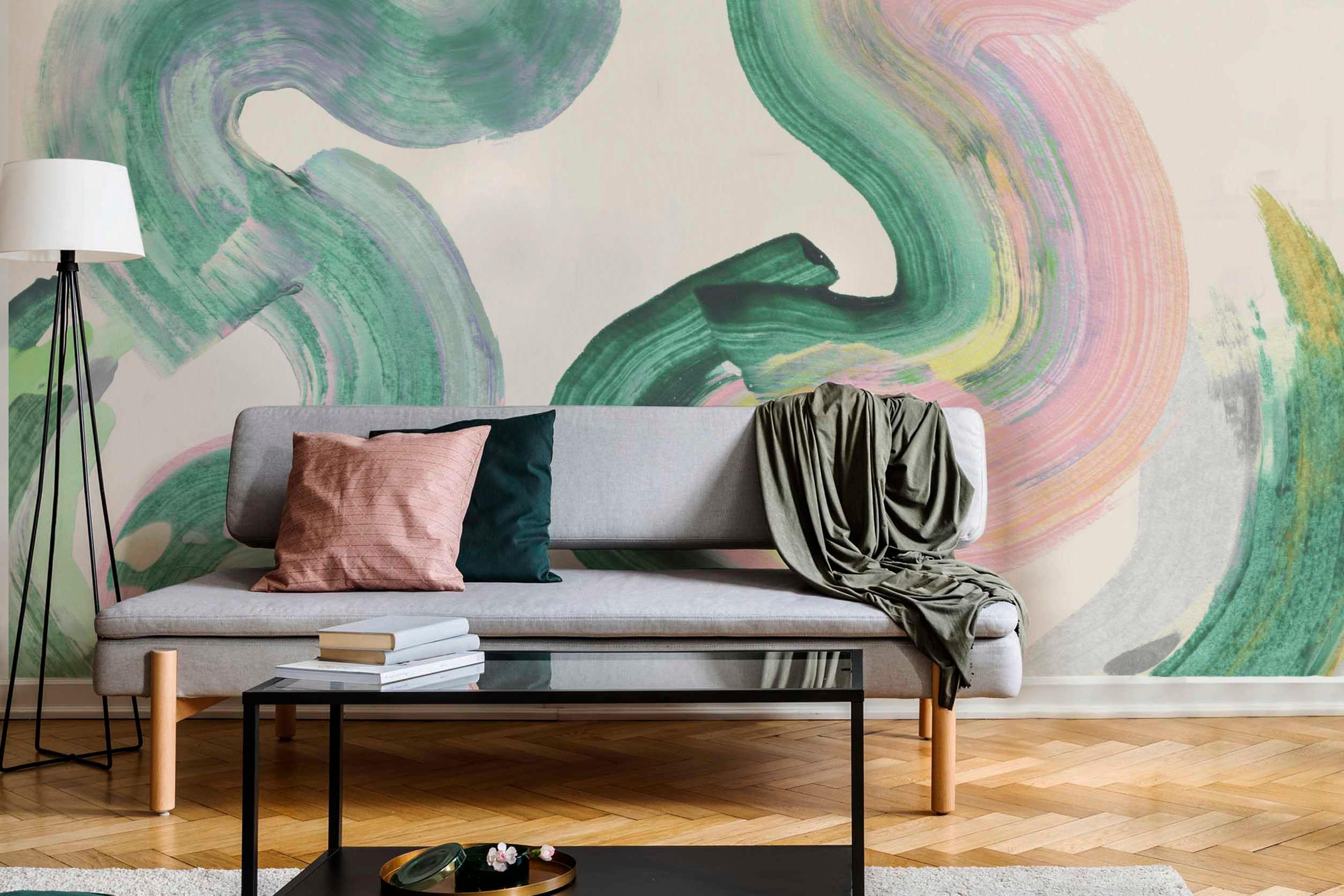 Pink Spring Paint Brush Wall Mural-Wall Mural-Eazywallz