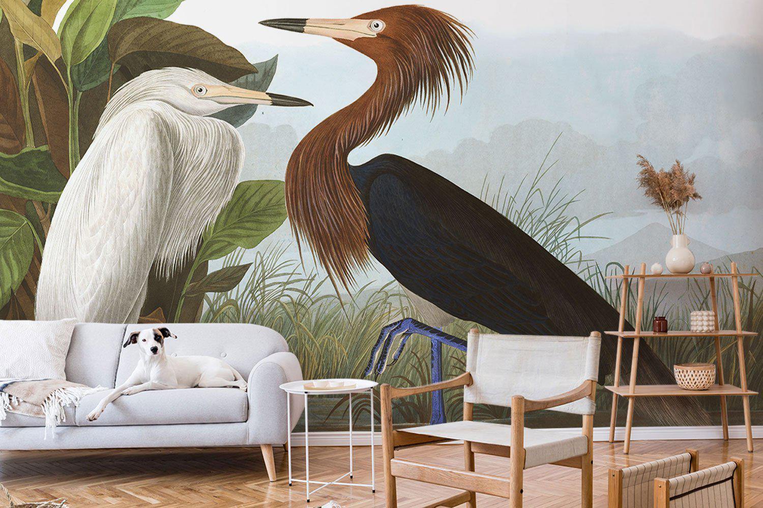 Purple Heron Wall Mural-Wall Mural-Eazywallz