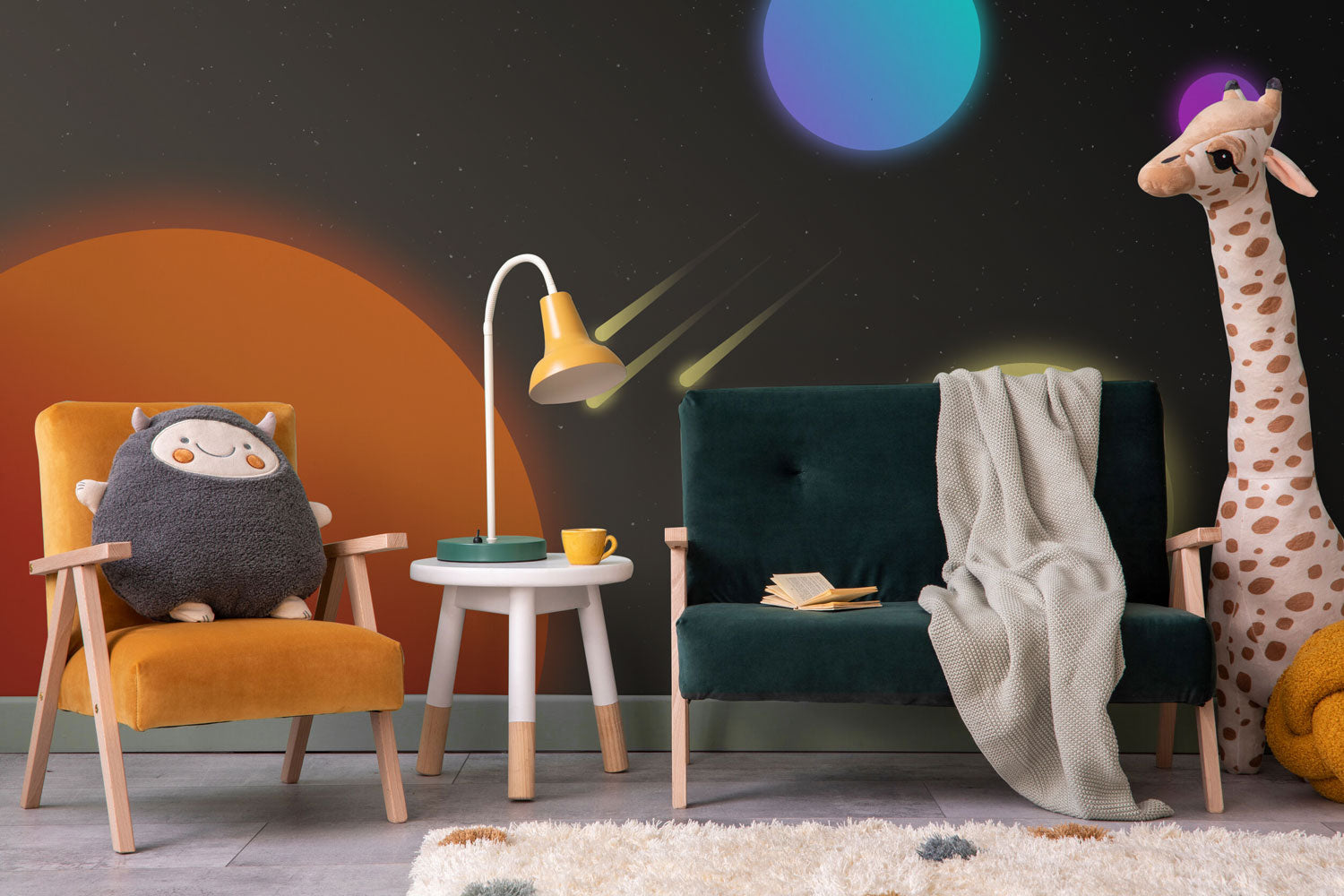 Minimal Abstract Solar System Wall Mural