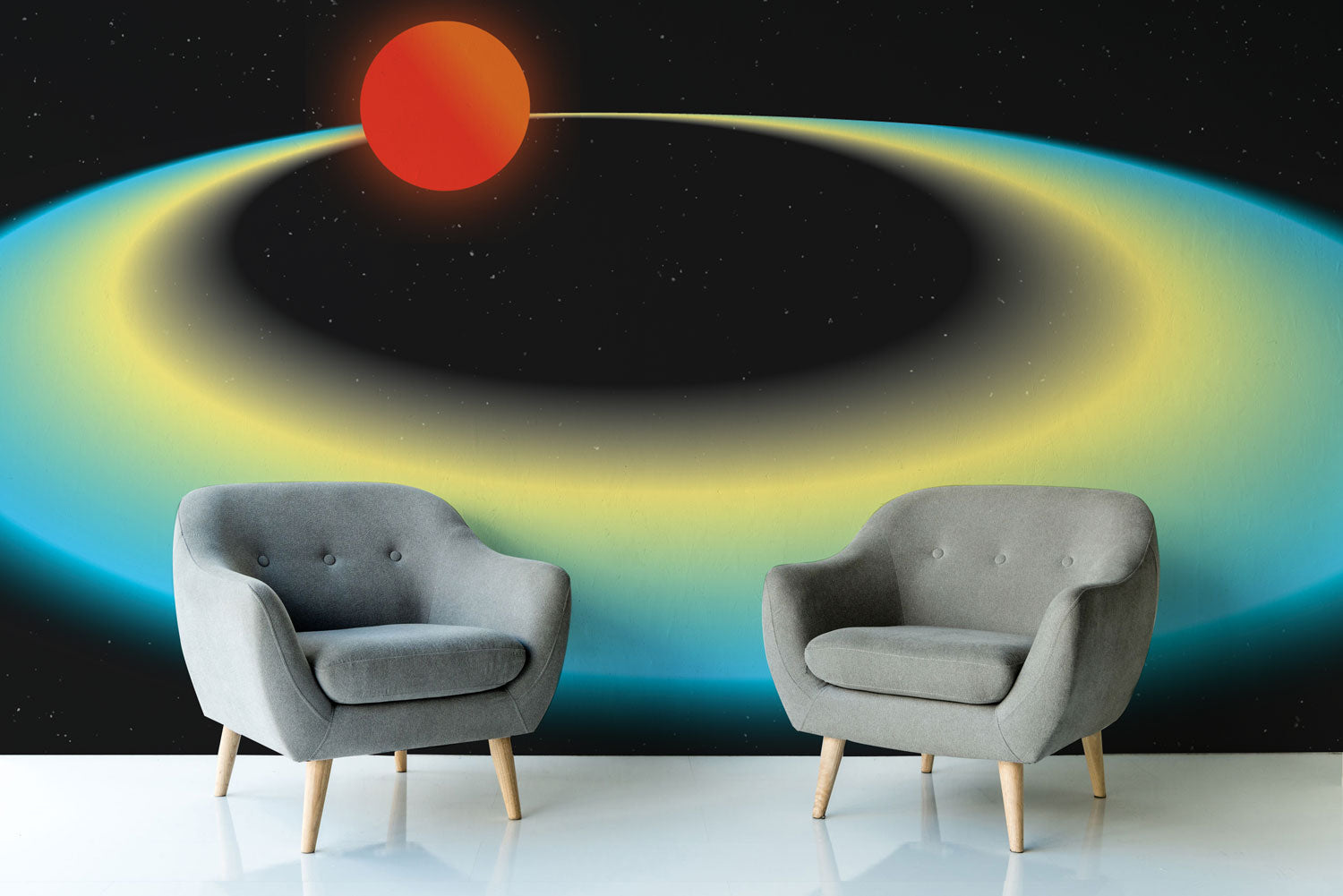 Panoramic Neon Galaxy Wall Mural