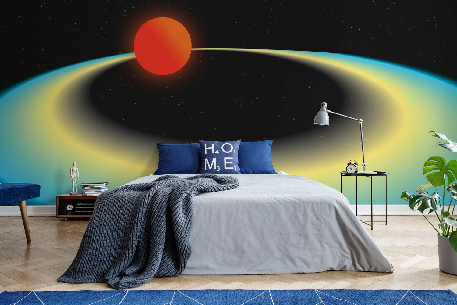 Panoramic Neon Galaxy Wall Mural