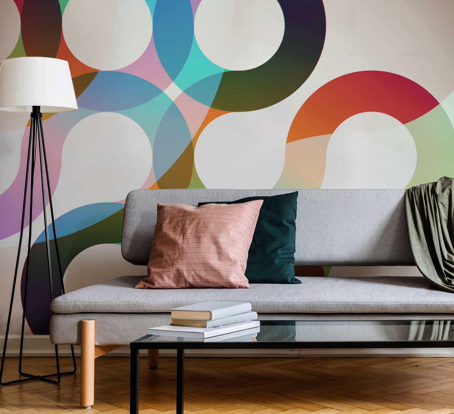 Rainbow Circles Mural-Wall Mural-Eazywallz