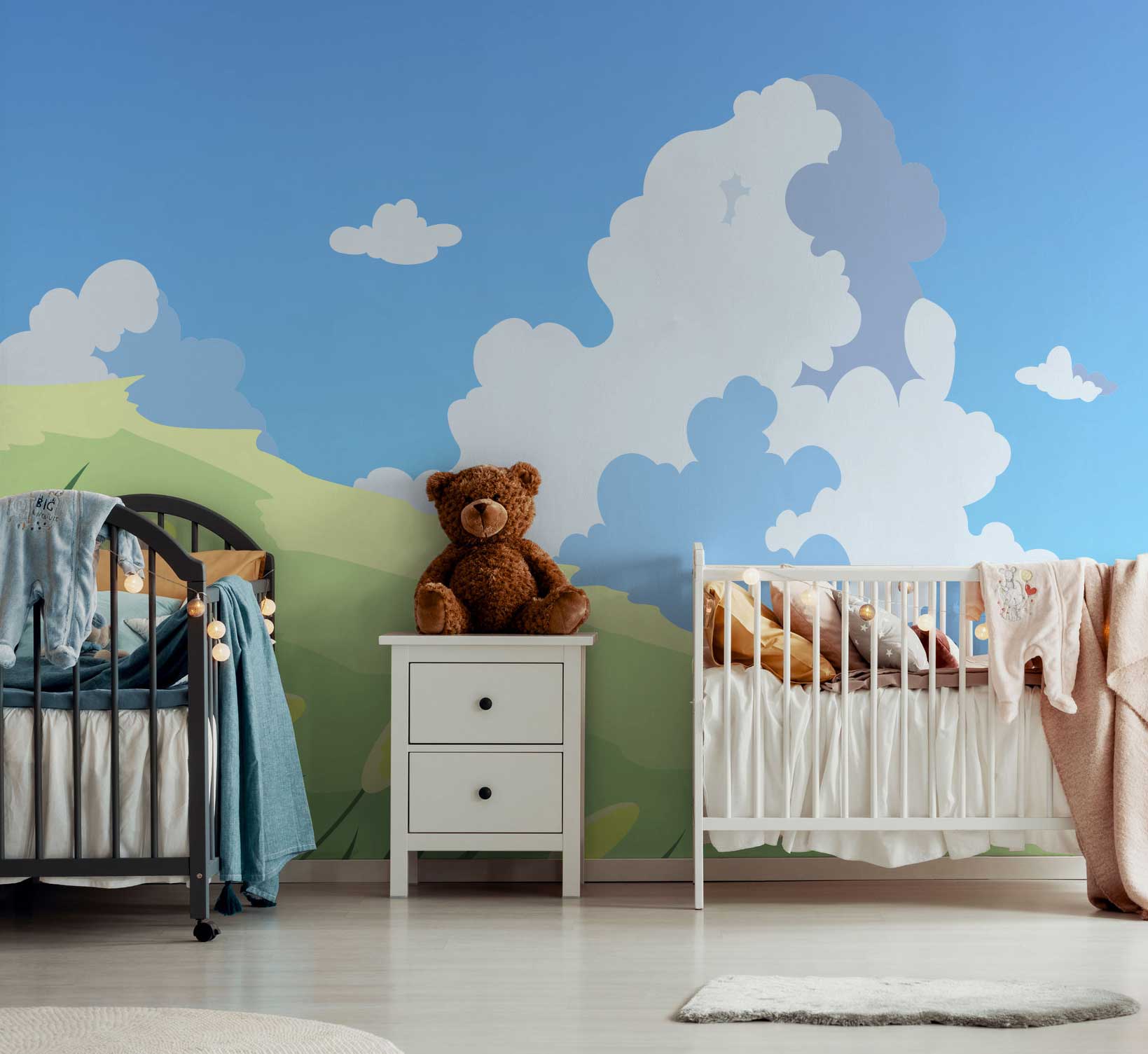 Rolling Hills Cartoon Landscape Wall Mural-Wall Mural-Eazywallz