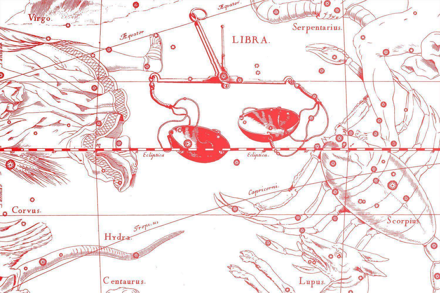 Royal Red Libra Astrology Mural-Wall Mural-Eazywallz