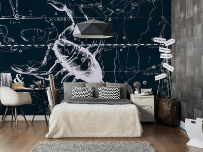 Scorpio Constellation Map in Navy Wall Mural-Wall Mural-Eazywallz