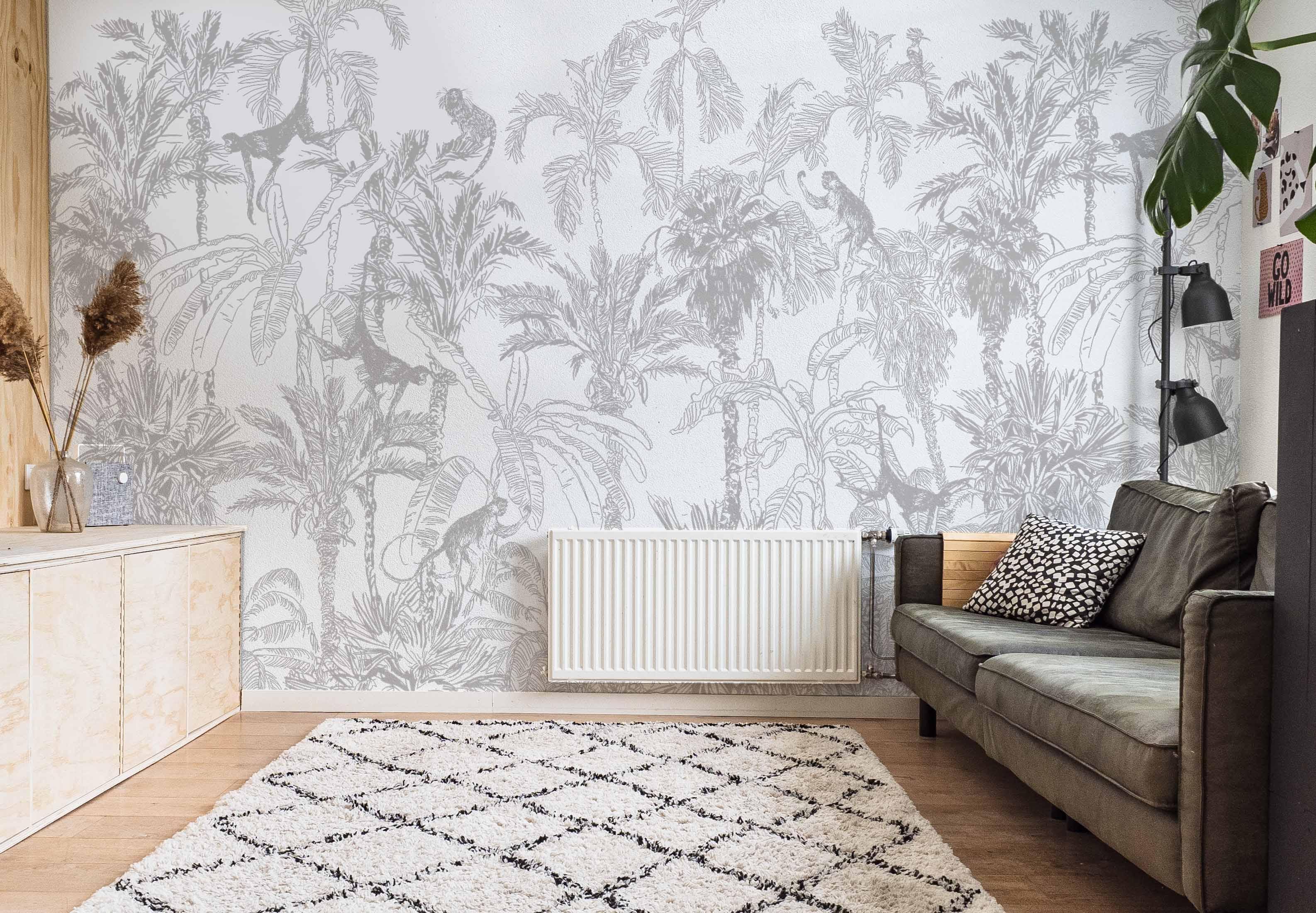 Silver Dream Jungle Toile Wall Mural-Wall Mural-Eazywallz