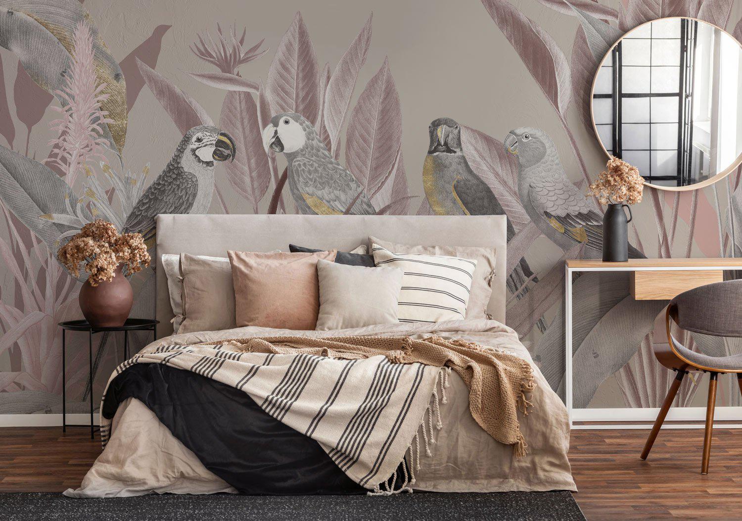 Silver Macaw Jungle Wall Mural-Wall Mural-Eazywallz