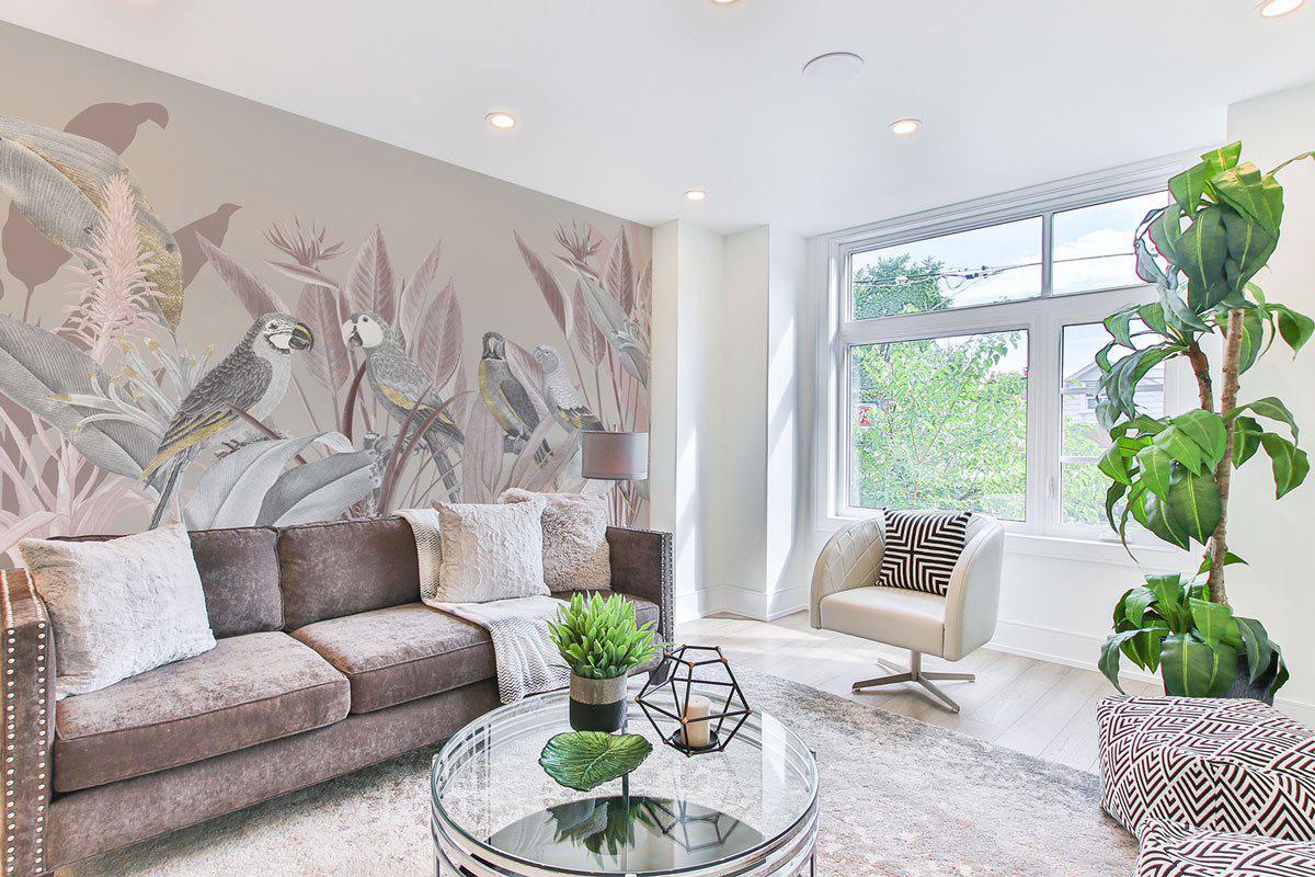 Silver Macaw Jungle Wall Mural-Wall Mural-Eazywallz