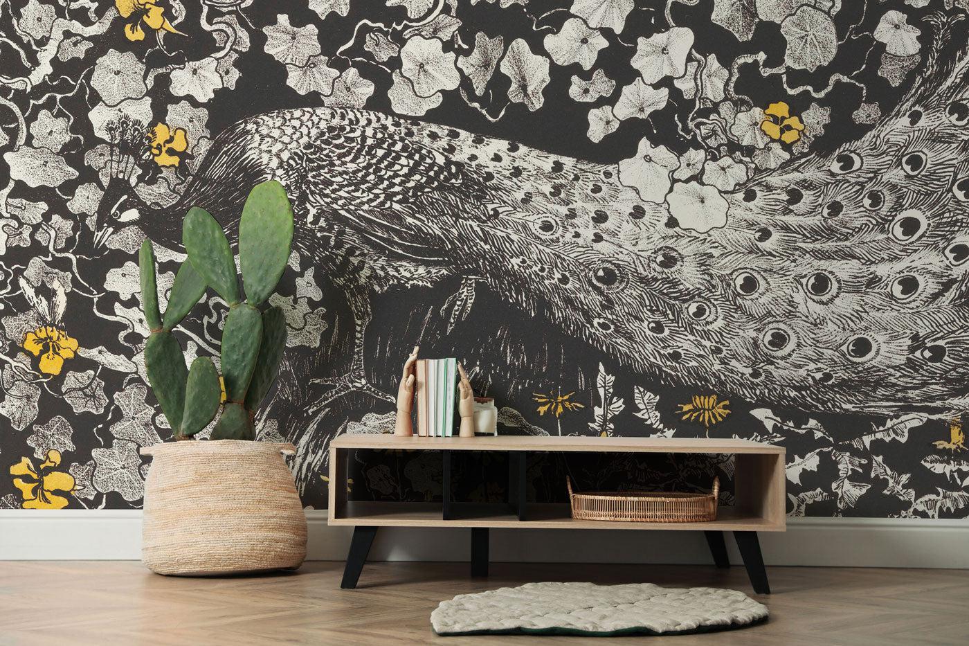 Silver Pauwen Wall Mural-Wall Mural-Eazywallz